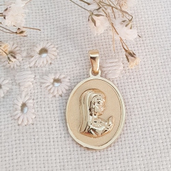 MEDALLA ORO 18 KT. VIRGEN NIÑA OVALADA