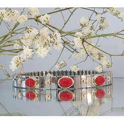 PULSERA NOMINATION ACERO Y ORO CORAL