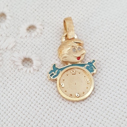COLGANTE ORO PITUFO CON RELOJ PARA BEBES