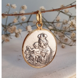MEDALLA VIRGEN DEL CARMEN PLATA CON CERCO BAÑO ORO