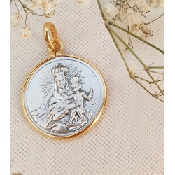 MEDALLA VIRGEN DEL CARMEN PLATA CON CERCO BAÑO ORO