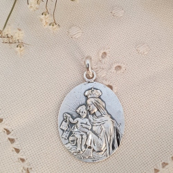 MEDALLA VIRGEN DEL CARMEN PLATA OVALADA