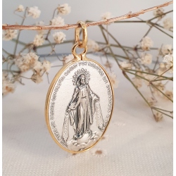MEDALLA MILAGROSA OVAL PLATA Y BAÑO ORO