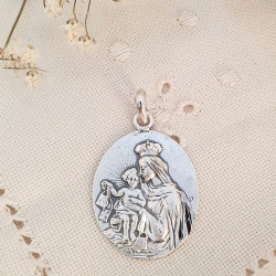 MEDALLA VIRGEN DEL CARMEN PLATA OVALADA