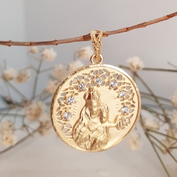 MEDALLA VIRGEN DEL CARMEN PLATA CON BAÑO OROCALADA 27 MM.