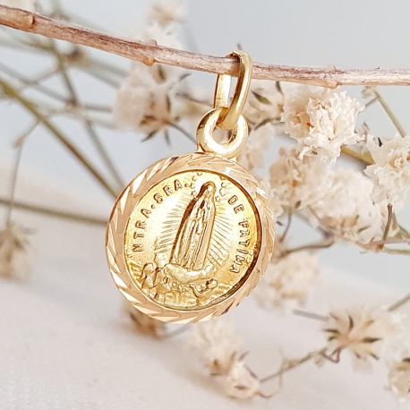 MEDALLA ORO 18 KT. VIRGEN DE FÁTIMA 12 MM