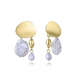 PENDIENTES VICEROY ACERO IP DORADO CON PERLAS NATURALES