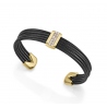 PULSERA VICEROY ACERO IP NEGRO Y DORADO MULTIPLES CABLES UNIDOS CON BARRA DE CIRCONITAS
