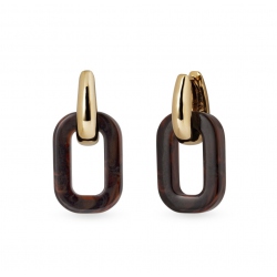 Pendientes de aro cuadrados Coffee