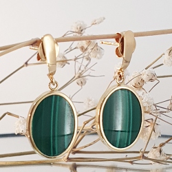 PENDIENTES ORO 18 KT. MALAQUITAS